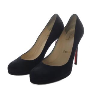 Christian Louboutin パンプス ピンヒール ラウンドトゥ スエード 34 ブラック /YO18 SH