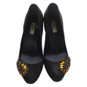 PRADA ビジュー装飾レザーパンプス 34 茶 ブラウン /SR SH