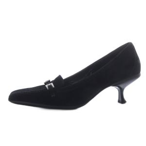 PRADA パンプス ハイヒール スクエアトゥ ベルト スエード 34.5 ブラック /YO20 SH