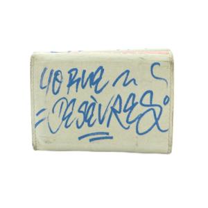 BALENCIAGA 財布 三つ折り 小銭入れ ペーパーミニ 手書き風 グラフィティ プリント 白 青 赤 391446 /MI