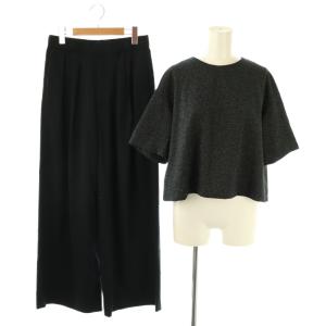  24AW MAG×スタイリスト セットアップ ラメオックス ブラウス 半袖 パンツ ワイド 38 黒