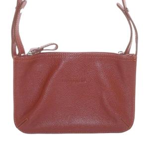 ショルダーバッグ クラッチ ダブルジップ クロスボディ グレイン レザー 茶色 ブラウン /AS OS