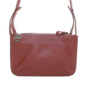 Longchamp ショルダーバッグ クラッチ ダブルジップ クロスボディ グレイン レザー 茶色 ブラウン /AS OS