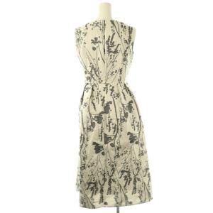 ANAYI 25SS シルエットフラワージャガードタック ワンピース 34 オフホワイト