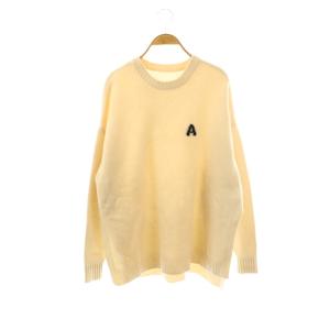 23AW イニシャルニットプルオーバー セーター 長袖 ウール 38 アイボリー ブラック /DO OS