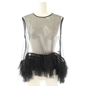 フリルシフォンノースリーブトップス カットソー F 黒 /NR OS