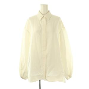24AW コットンシルクポプリン タックチュニックシャツ ブラウス 長袖 前開き F 白 /NR OS