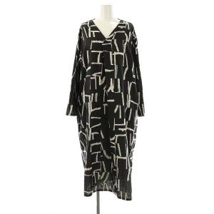 24AW レターモザイクJQ ワンピース ロング M ブラック オフホワイト /DF OS
