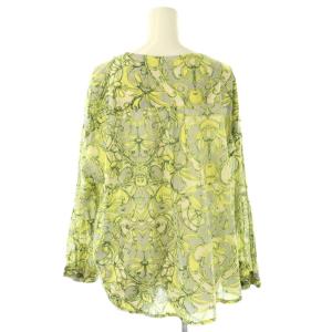 plantation ブラウス シャツ 花柄 M 緑 グリーン 黄色 イエロー /AQ OS