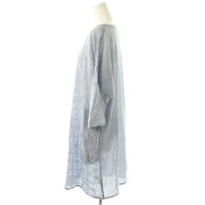 plantation ヘリンボーン 七分袖 ワンピース ひざ丈 M 青 ブルー /AQ OS