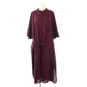ドルマン シャツワンピース ミモレ ロング 半袖 M 紫 パープル /AT OS