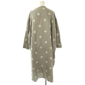 plantation ドット ワンピース 長袖 ミモレロング M グレー /AQ OS
