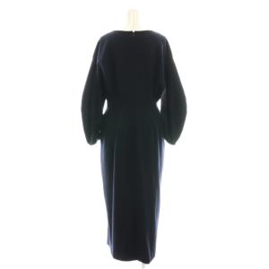 VERMEIL par iena ウール圧縮スムース ウエストシェイプワンピース ロング 38 ネイビー /DF OS