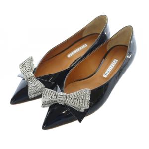 UNITED ARROWS別注 ANNA V リボン パテント パンプス ポインテッドトゥ フラットシューズ