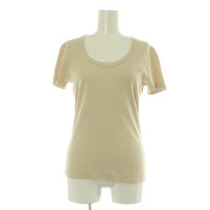 UネックTシャツ カットソー 半袖 コットン S ライトベージュ /MY OS