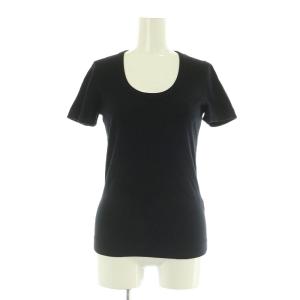 UネックTシャツ カットソー 半袖 コットン S ブラック /MY OS