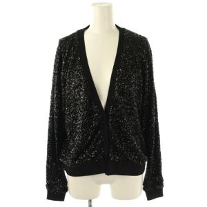 25SS スパンコールニットカーディガン Vネック 36 黒 /CX OS