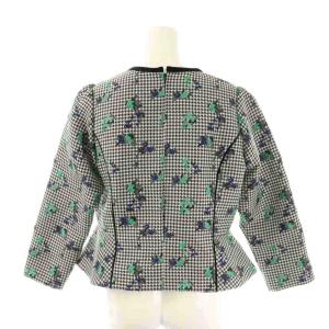 Chesty フラワーハウンドトゥースセットアップ ブラウス フレアスカート 1 ブラック オフホワイト マルチカラー