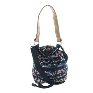 × チェスティ Chesty 2WAY ショルダーバッグ ハンドバッグ 巾着バッグ 総柄 紺 マルチカラー
