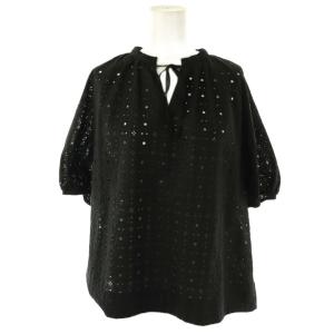 25SS ボイルスクエアエンブロイダリー パフスリーブブラウス 36 ブラック /ES OS S