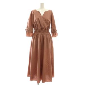 24年 リボンカシュクールワンピース 七分袖 ロング ピンク /NR OS SH