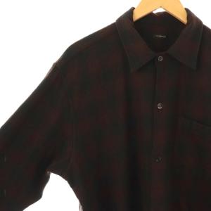 COMOLI ウールチェック オープンカラーシャツ 3 ブラウン ブラック /DF OS AD