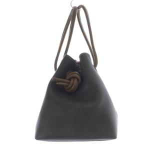 伊勢丹限定 BOND ハンド ショルダーバッグ レザー ロゴ グレー 朱色 /SR