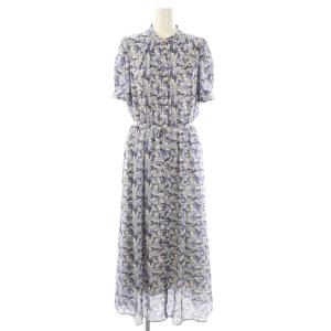 ホースプリントシャツ ワンピース 38 ホワイト ネイビー