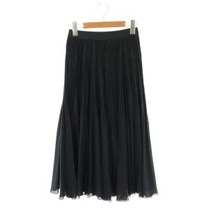 プリーツロングスカート イージー ミモレ 34 紺 ネイビー /AT OS