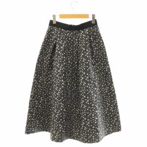 ANAYI 25SS スターダストジャガードタックフレア スカート ロング 38 ブラック アイボリー /DF OS