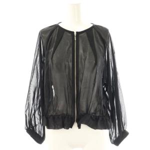 コットンボイルギャザーブルゾン ジャケット シアー 36 ブラック /DF OS