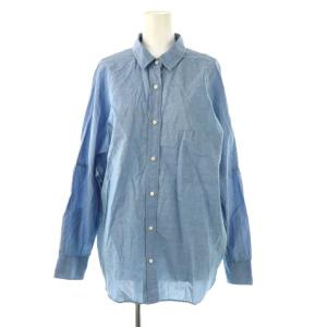 ドロップショルダーシャツ リネン混 ブルー /ES OS
