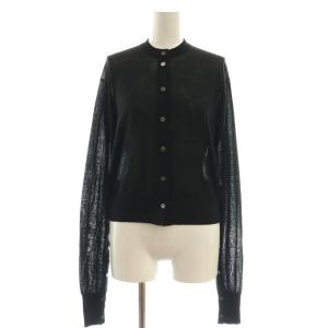 25SS コットン2way カーディガン クルーネック シアー 36 黒 ブラック /AT OS