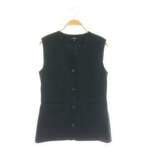 25SS SATIN CREPE ZIGZAG VEST ベスト Vネック 前開き 00 黒 ブラック
