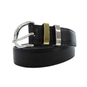 レザー ベルト 牛革 バイカラーループ 黒 ブラック /UO