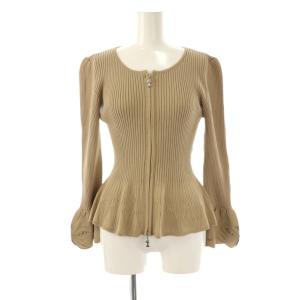 ジップアップリブニットカーディガン 38 ベージュ /HK OS