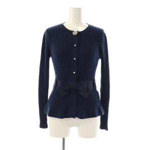 パールボタンカーディガンニット リボン 38 ネイビー /HK OS