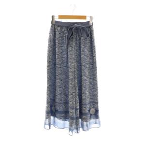 総柄ガウチョイージーパンツ ワイド 38 白 ブルー /NR OS