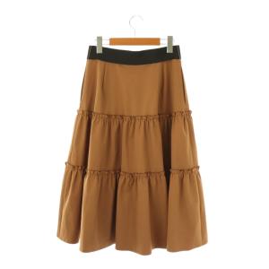 M'S GRACY ベルト付ティアードロングスカート 38 茶 ブラウン /SS OS