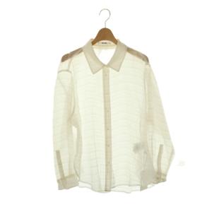 25SS シンプルシアーシャツ 長袖 シースルー F 白 ホワイト SWFB252006 /AT OS
