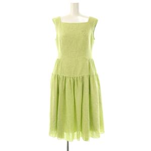 スクエアネック リネンライクワンピース ロング ノースリーブ 34 ライトグリーン 5326040 /HK