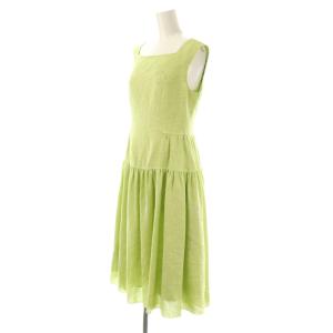 René スクエアネック リネンライクワンピース ロング ノースリーブ 34 ライトグリーン 5326040 /HK