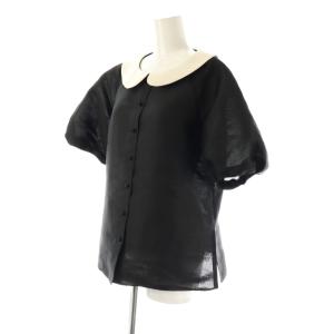 René 24年 ラウンドカラー パフスリーブブラウス 半袖 前開き 34 黒 /NR OS