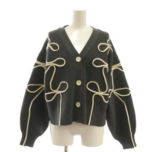 24AW ラインニットカーディガン 長袖 Vネック F グレー /NR OS