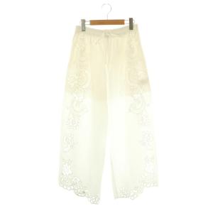 25SS エンブロイダリーレースイージーパンツ ストレート 36 S 白 ホワイト /AT OS