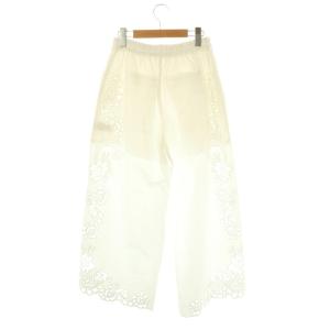 Adam et Rope' 25SS エンブロイダリーレースイージーパンツ ストレート 36 S 白 ホワイト /AT OS
