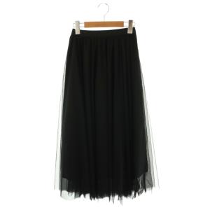 ウエストゴムギャザーチュールスカート ロング 34 ブラック /HK OS