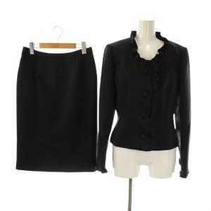 フリルカラージャケット×スカート セットアップ スーツ 38 ブラック /ES OS
