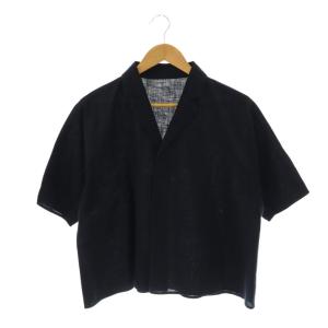 コットン プルオーバーシャツ 半袖 M 紺 ネイビー /AT OS