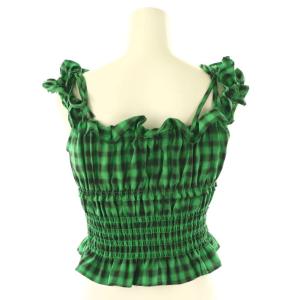 furfur 24SS シャーリングギャザービスチェ キャミソール プルオーバー チェック F 緑 黒 /NR OS